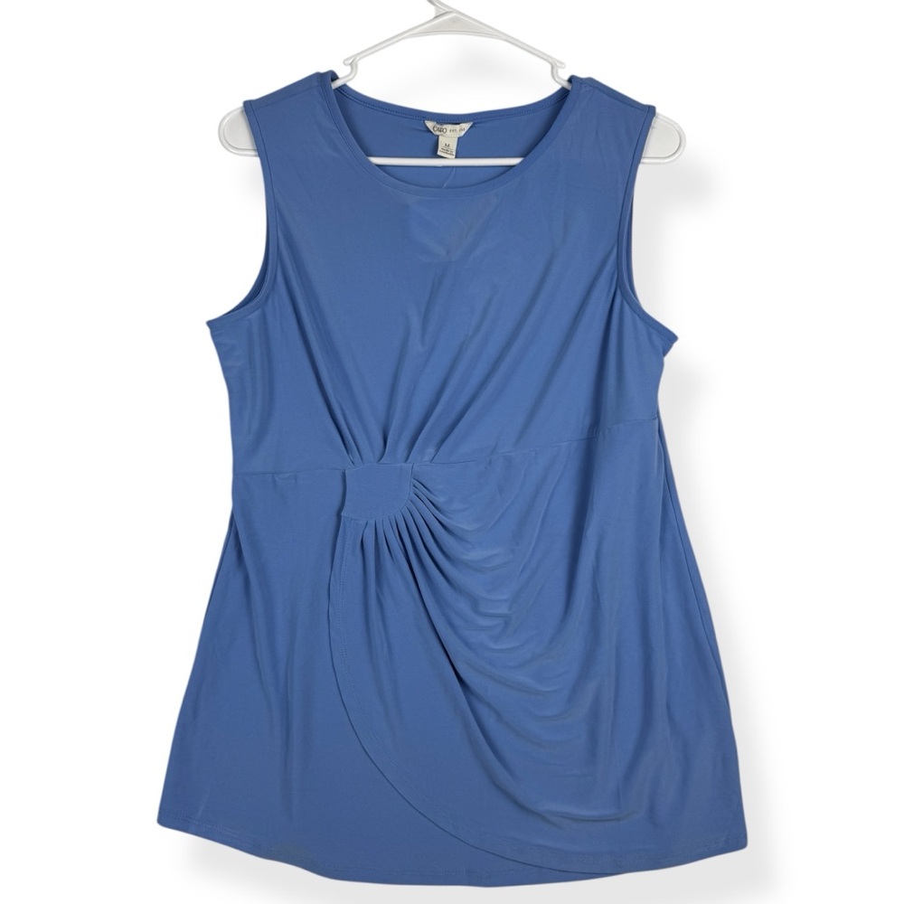 Cato Top Womens M Medium Blue‎ Faux Wrap Accent Sleeveless NWT